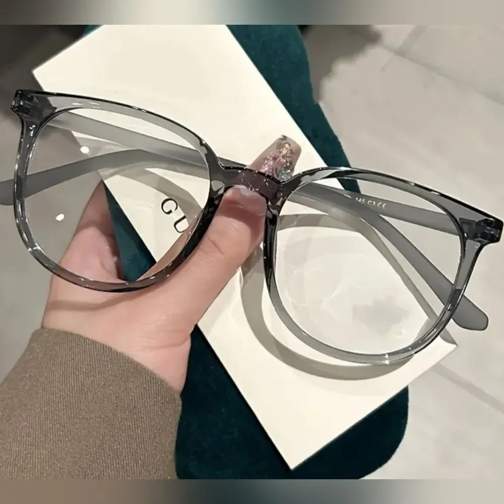 Unisex large round Glasses Gray